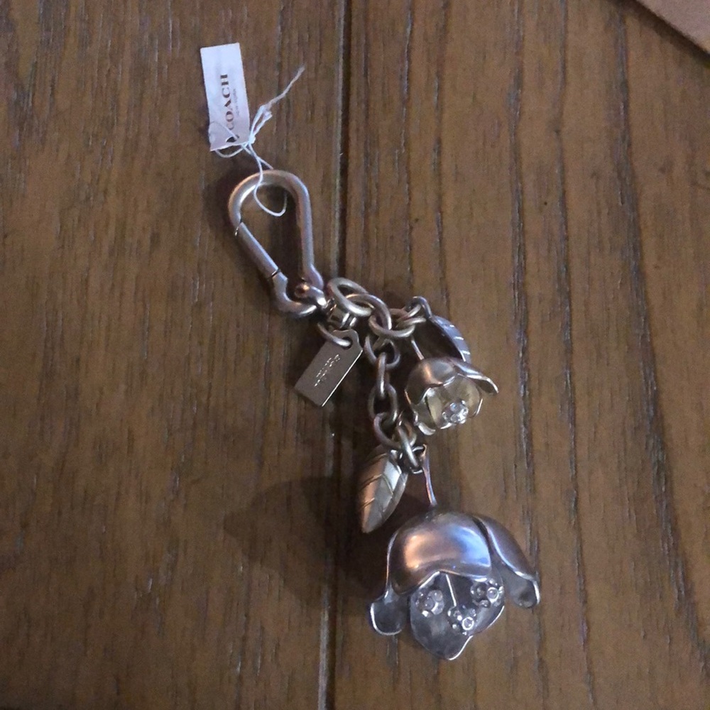 NWT Coach Crystal Tea Rose Bag Charm Keychain